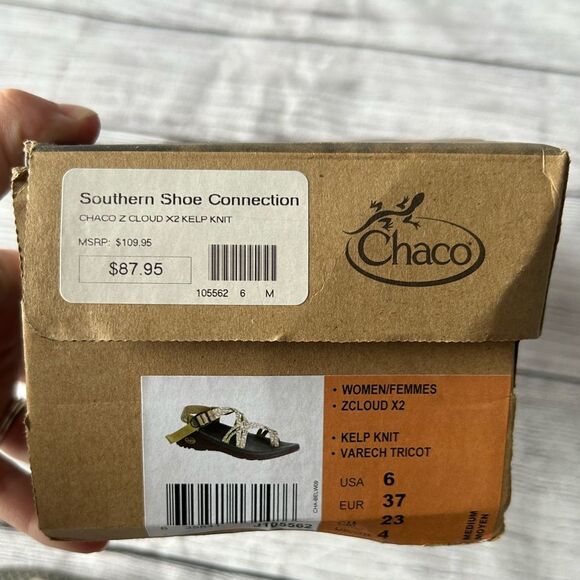 NIB Chaco Z Cloud X2 Kelp Knit tan and white sandals size 6 - Picture 5 of 8